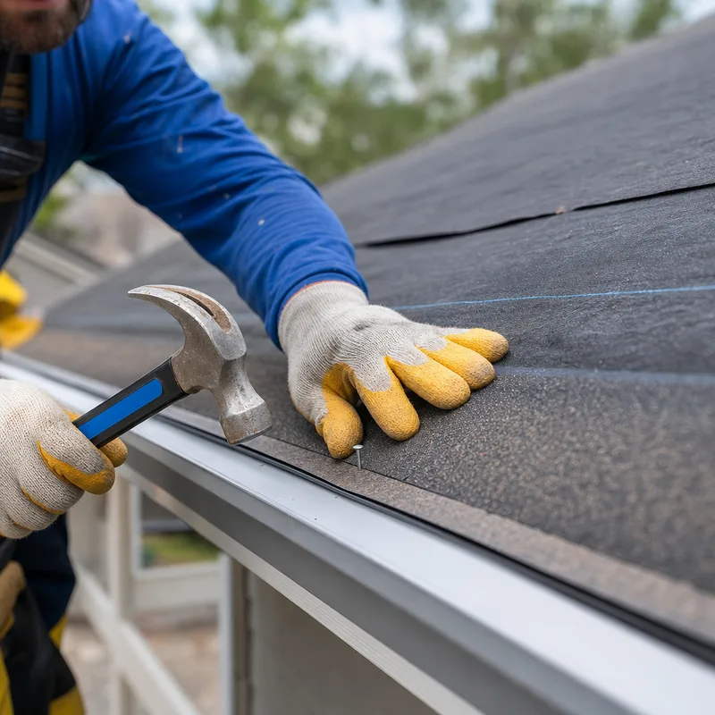 Roof edge with correctly lapped underlayment, drip edge, and starter strip installation